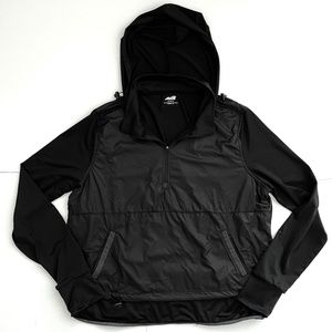 AVIA LARGE RUNNING SPORTS QUARTER ZIP HOODED PULLOVER JACKET BLACK